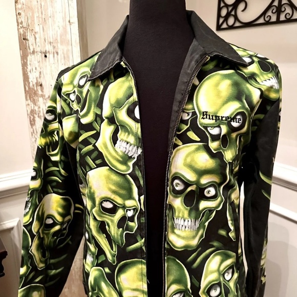 Supreme 18ss Skull Pile Demim Jean Work Jacket Mens Size: Medium NWOT  Rare Find - Picture 4 of 12
